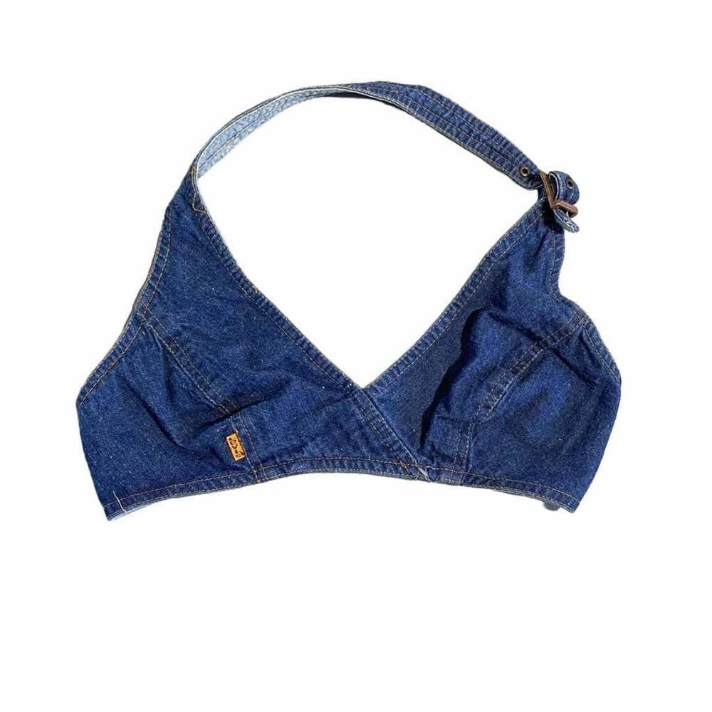 Levi's Vintage Denim Halter Top Size Small Blue Orange Tab